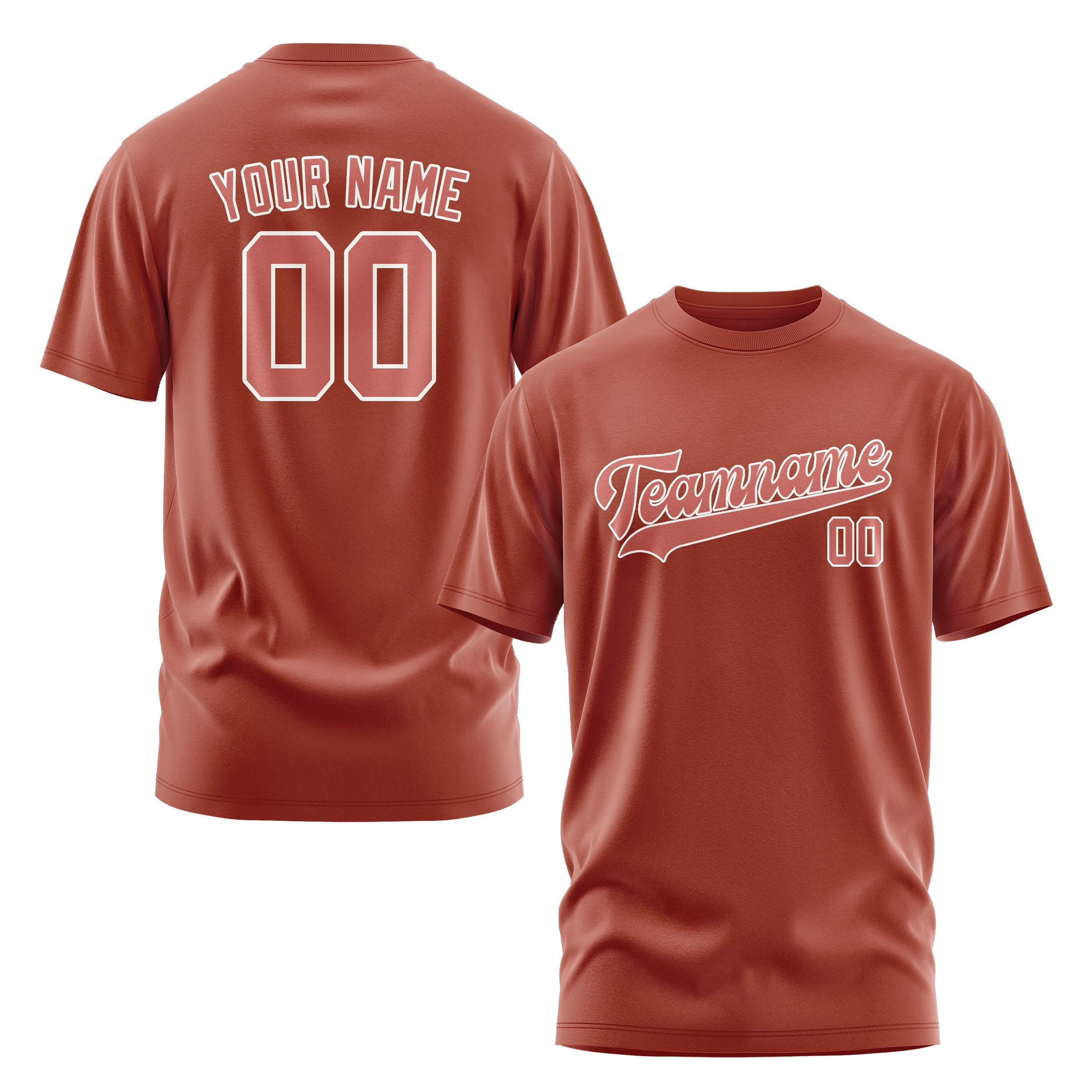 カスタムコーラルレッドコッパーローズTシャツ