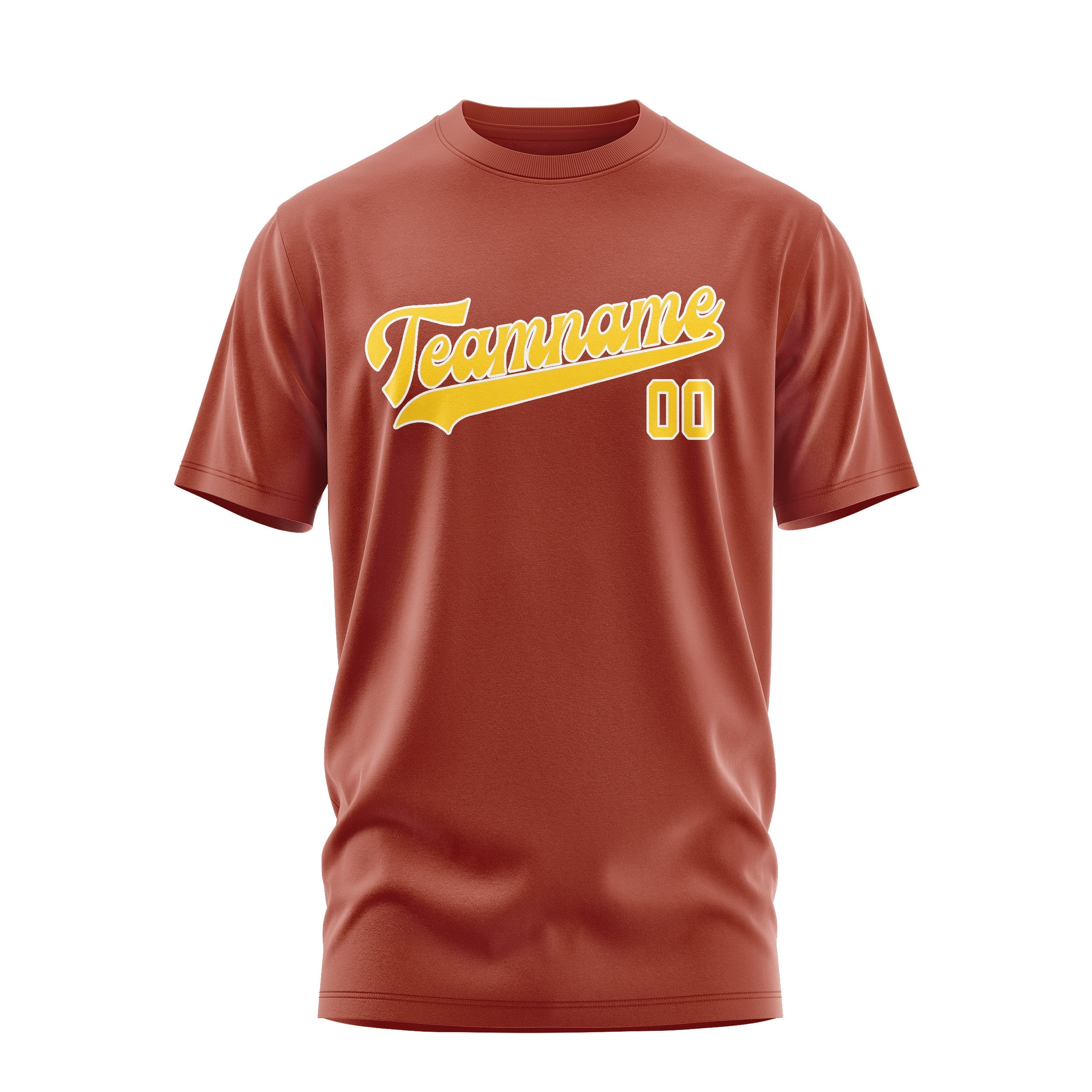 カスタムコーラルレッドゴールドTシャツ