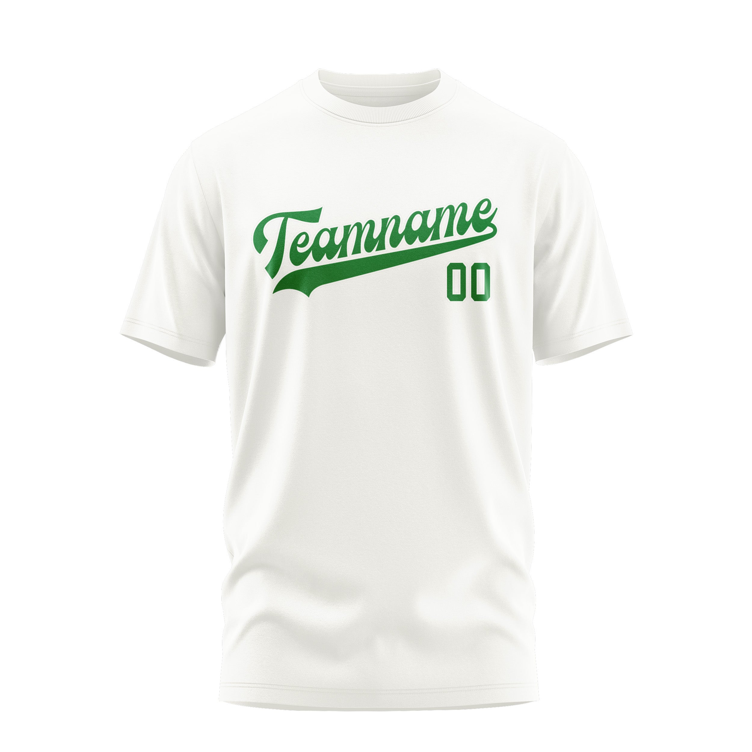 カスタムホワイトエメラルドグリーンTシャツ