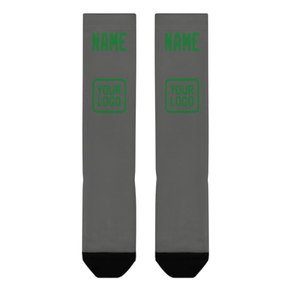 Custom Dark Grey Emerald Green Knee-High Sock