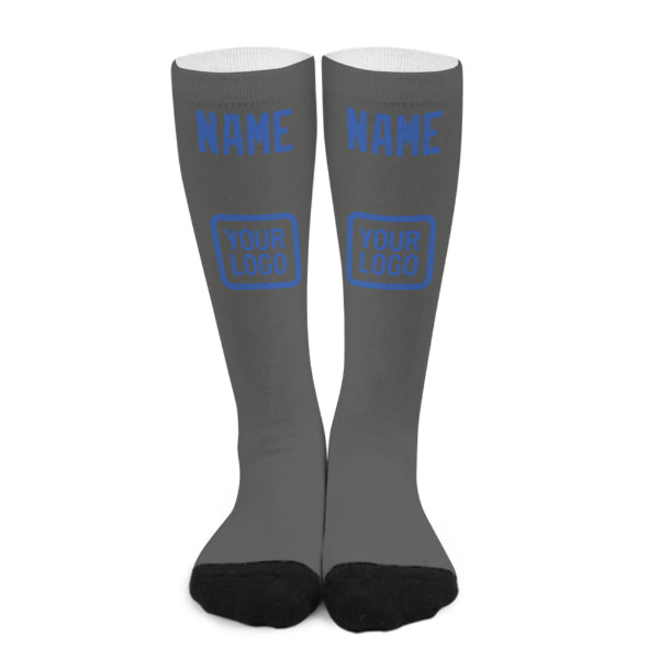 Custom Dark Grey Sky Blue Knee-High Sock