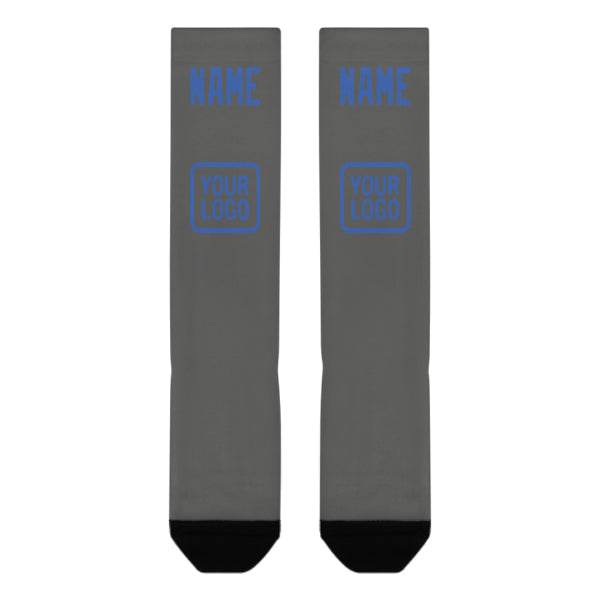 Custom Dark Grey Sky Blue Knee-High Sock