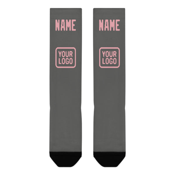Custom Dark Grey Light Pink Knee-High Sock
