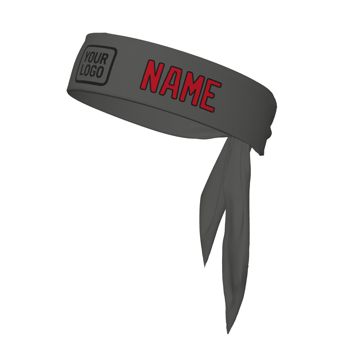 Custom Dark Grey Red Headband