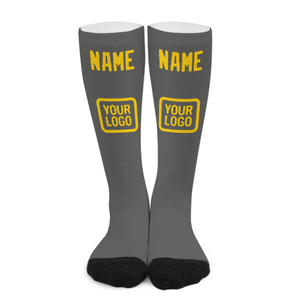 Custom Dark Grey Gold Knee-High Sock