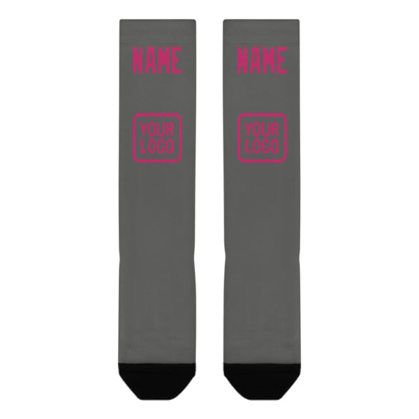 Custom Dark Grey Pink Knee-High Sock