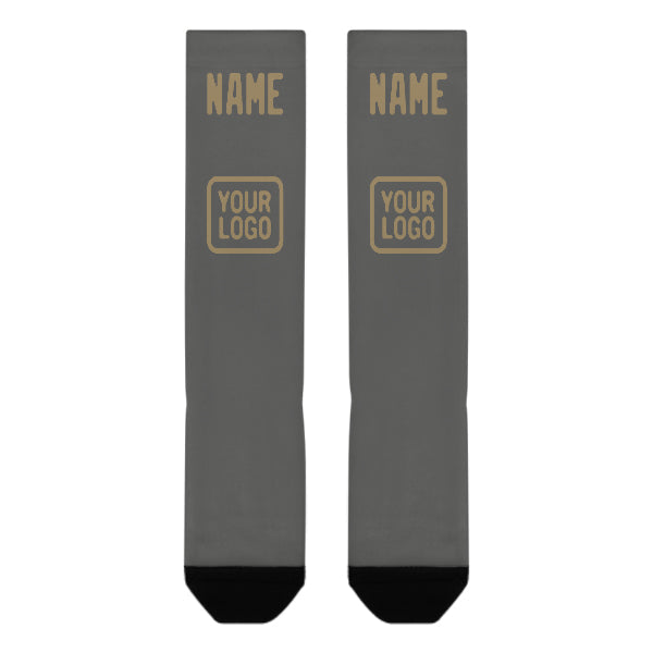Custom Dark Grey Light Khaki Knee-High Sock