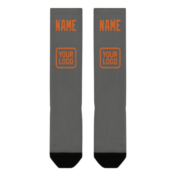Custom Dark Grey Orange Knee-High Sock
