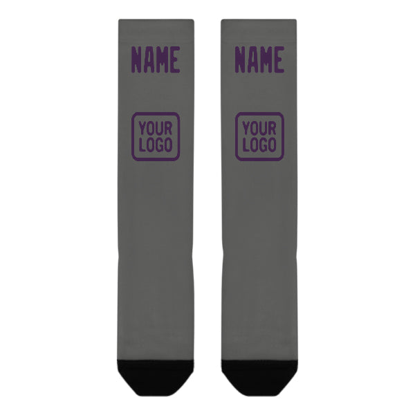 Custom Dark Grey Purple Knee-High Sock
