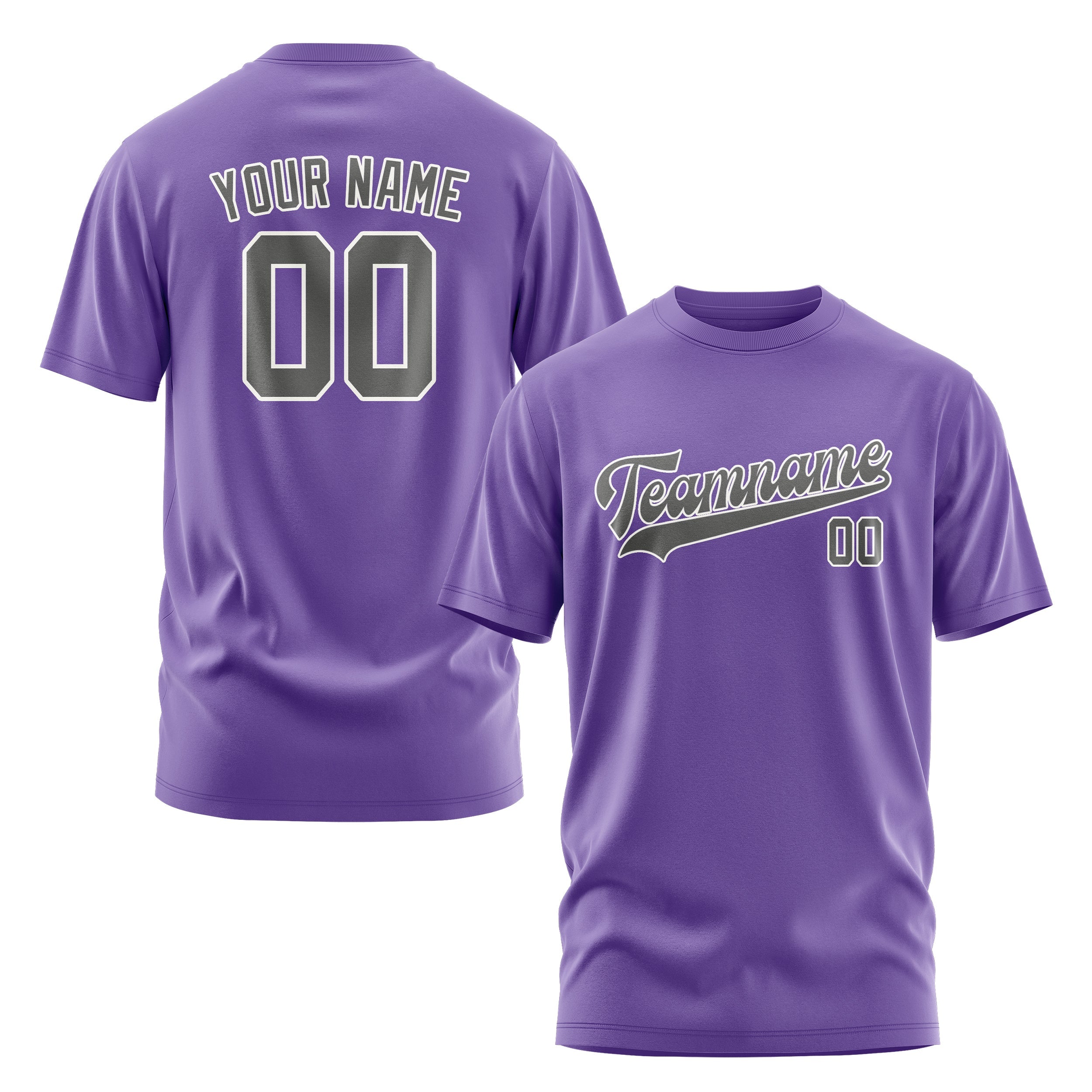 カスタムライトパープルダークグレーTシャツ