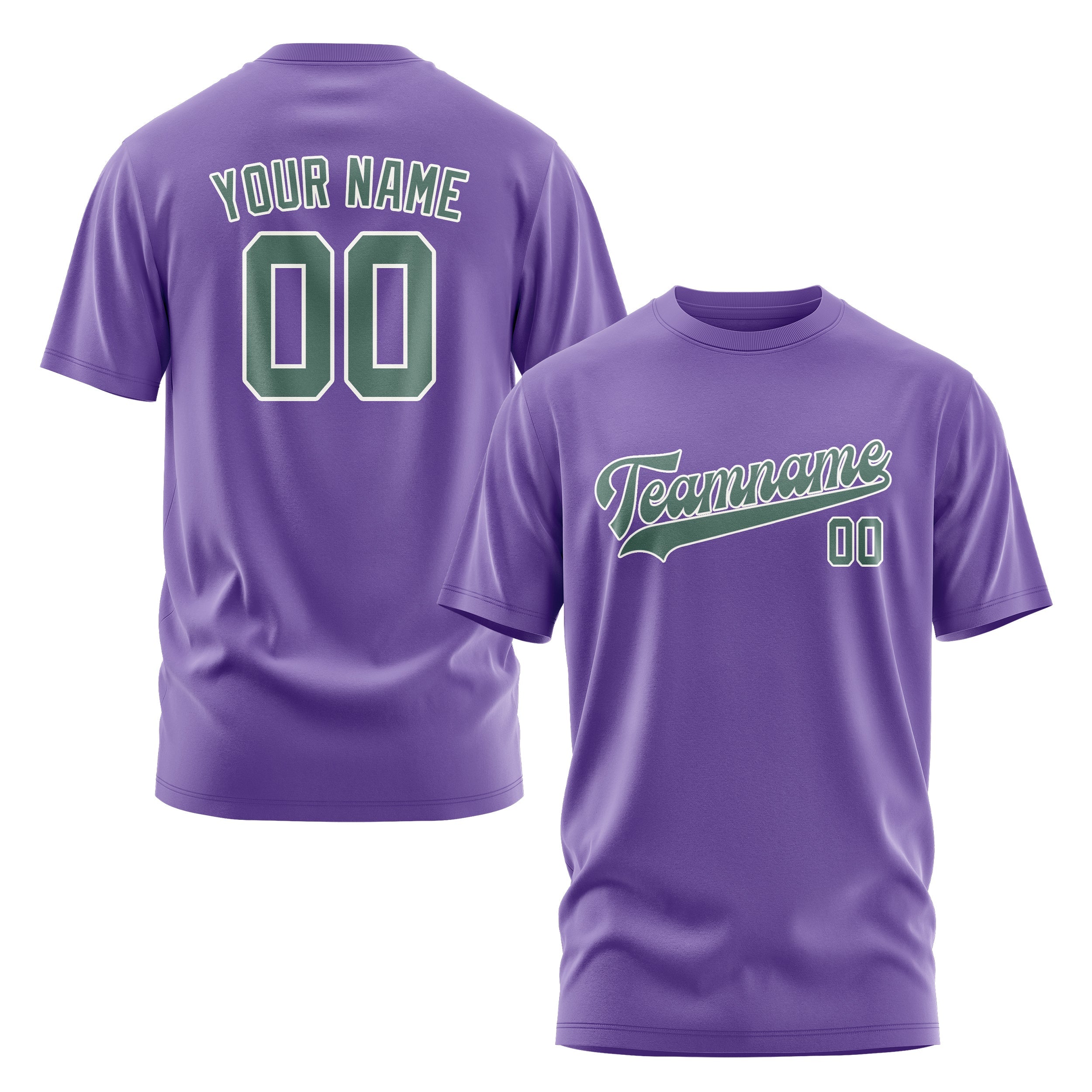 カスタムライトパープルブルーグリーンTシャツ