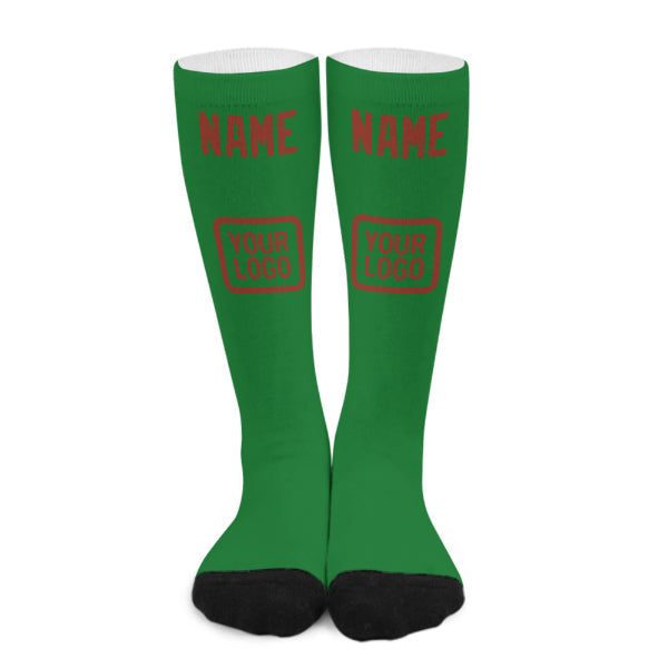 Custom Emerald Green Coral Red Knee-High Sock