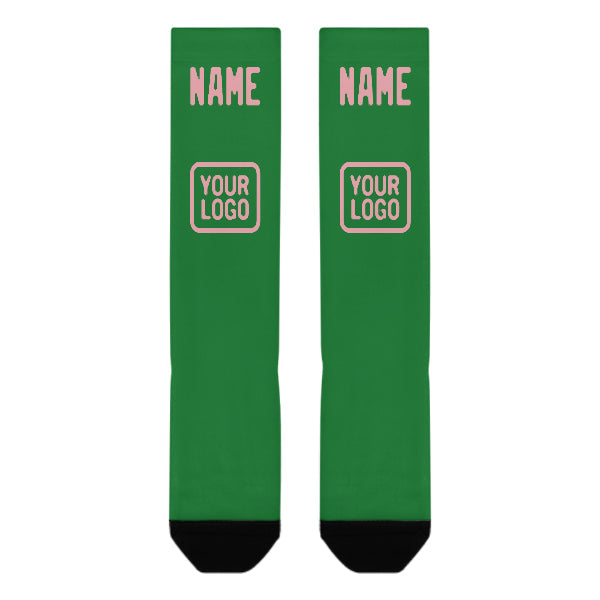 Custom Emerald Green Light Pink Knee-High Sock