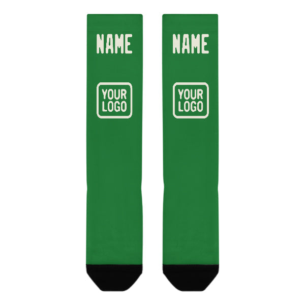 Custom Emerald Green Cream Knee-High Sock