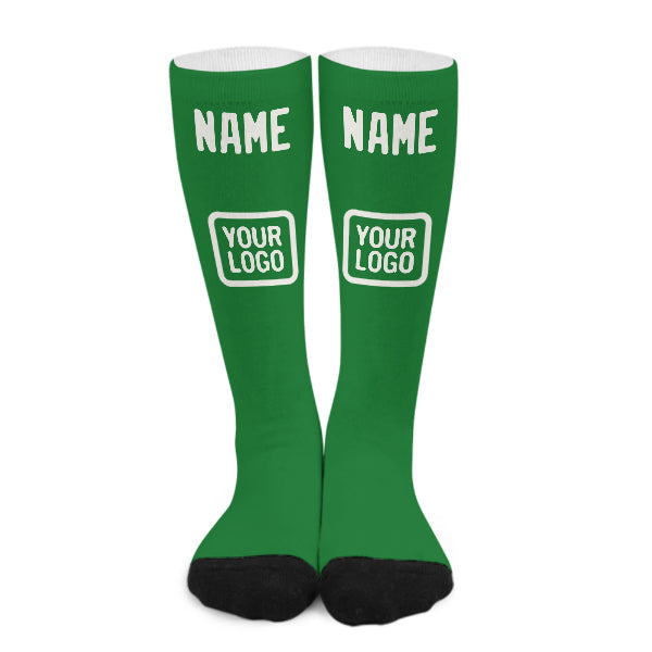 Custom Emerald Green White Knee-High Sock