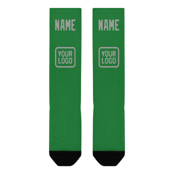 Custom Emerald Green Gray Knee-High Sock