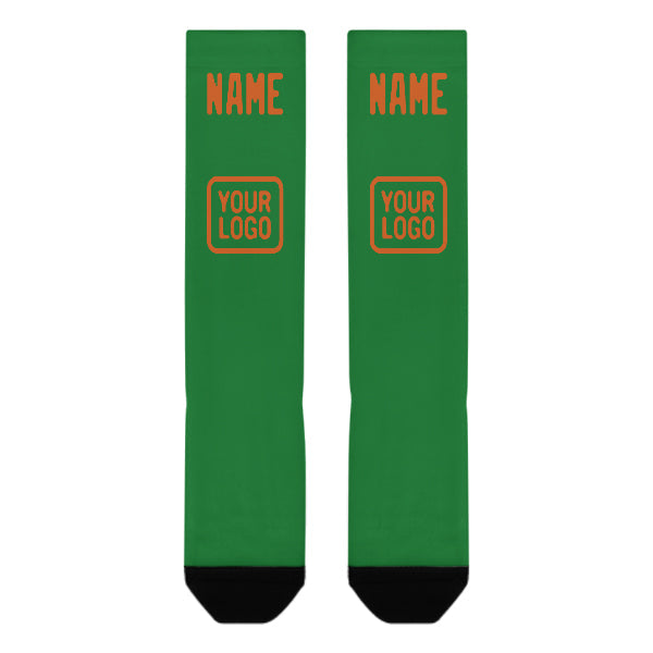 Custom Emerald Green Orange Knee-High Sock
