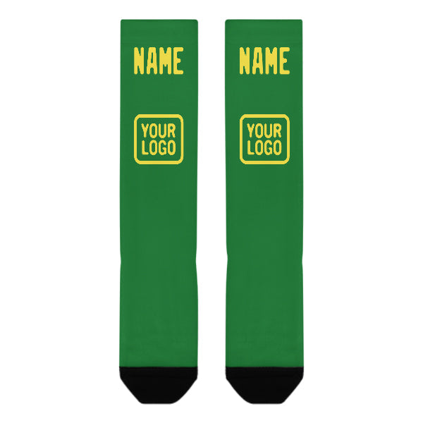 Custom Emerald Green Light Yellow Knee-High Sock