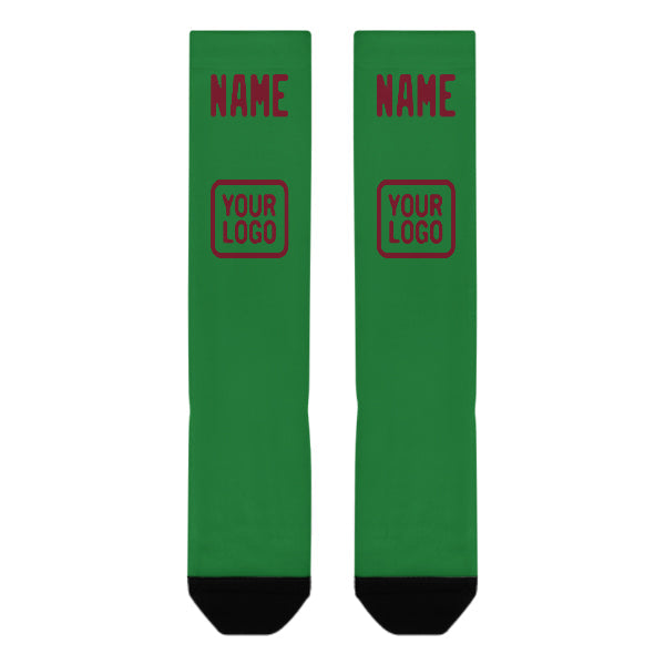 Custom Emerald Green Crimson Red Knee-High Sock