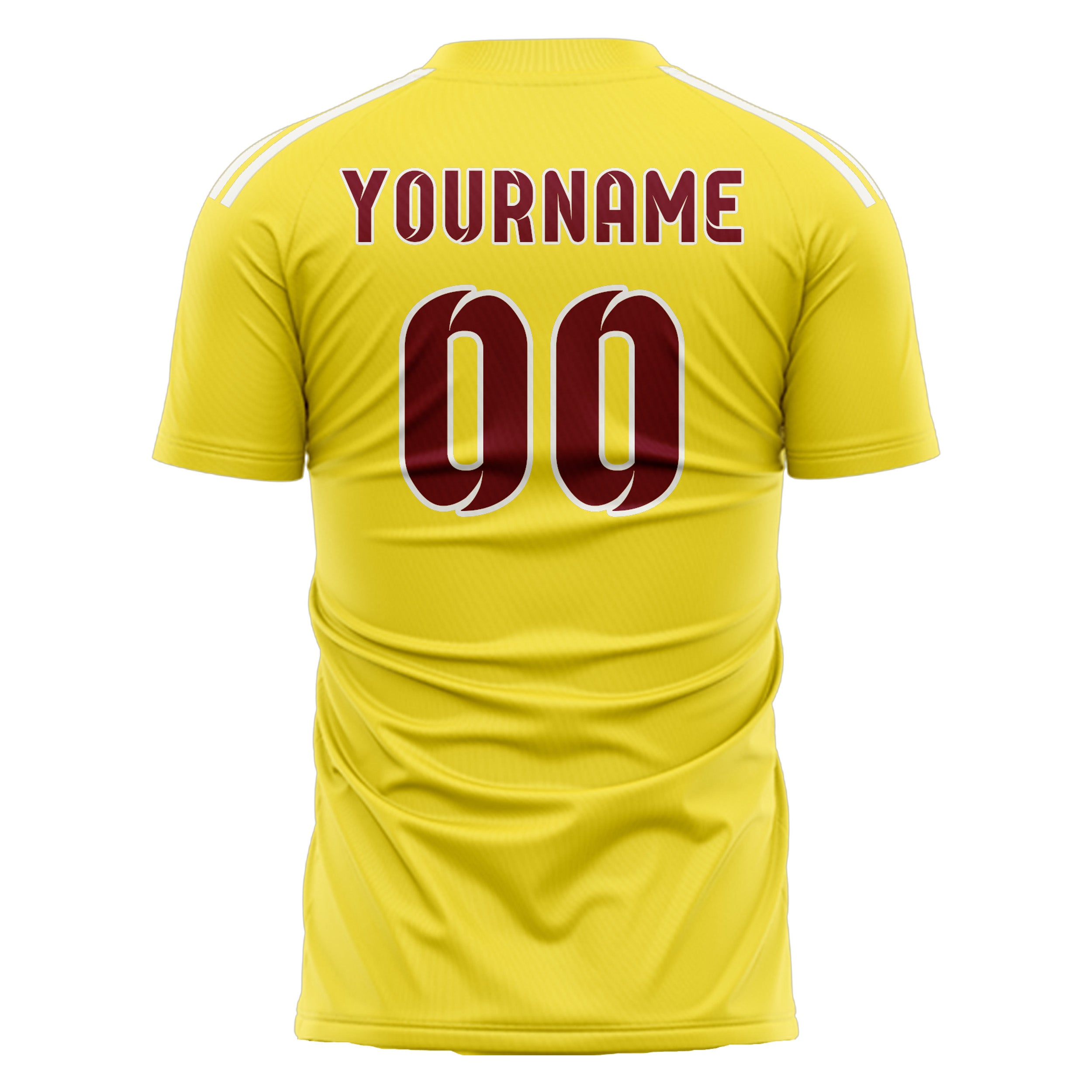 カスタムライトイエロークリムゾンレッドサッカージャージ