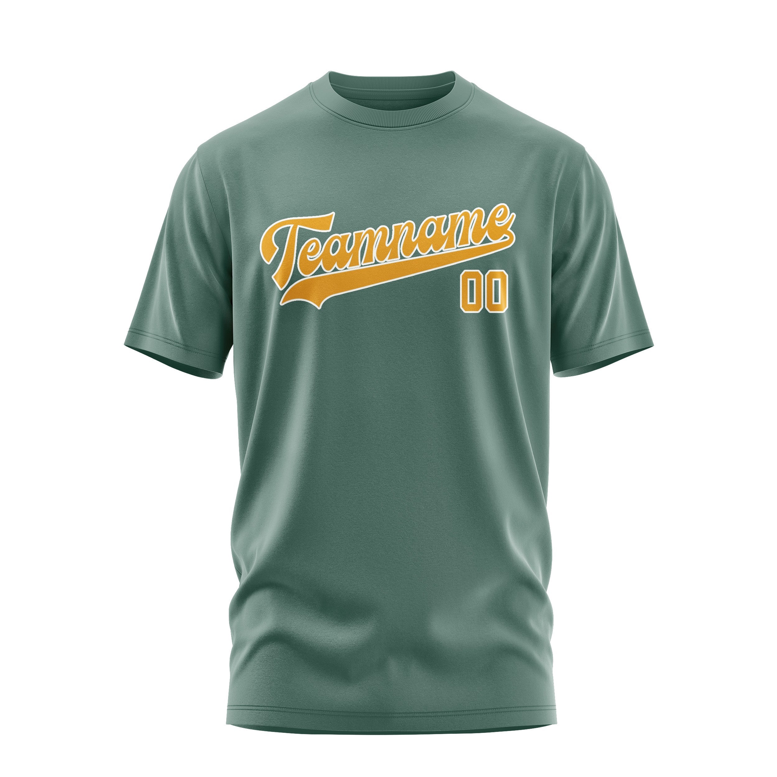 カスタムブルーグリーンイエローTシャツ