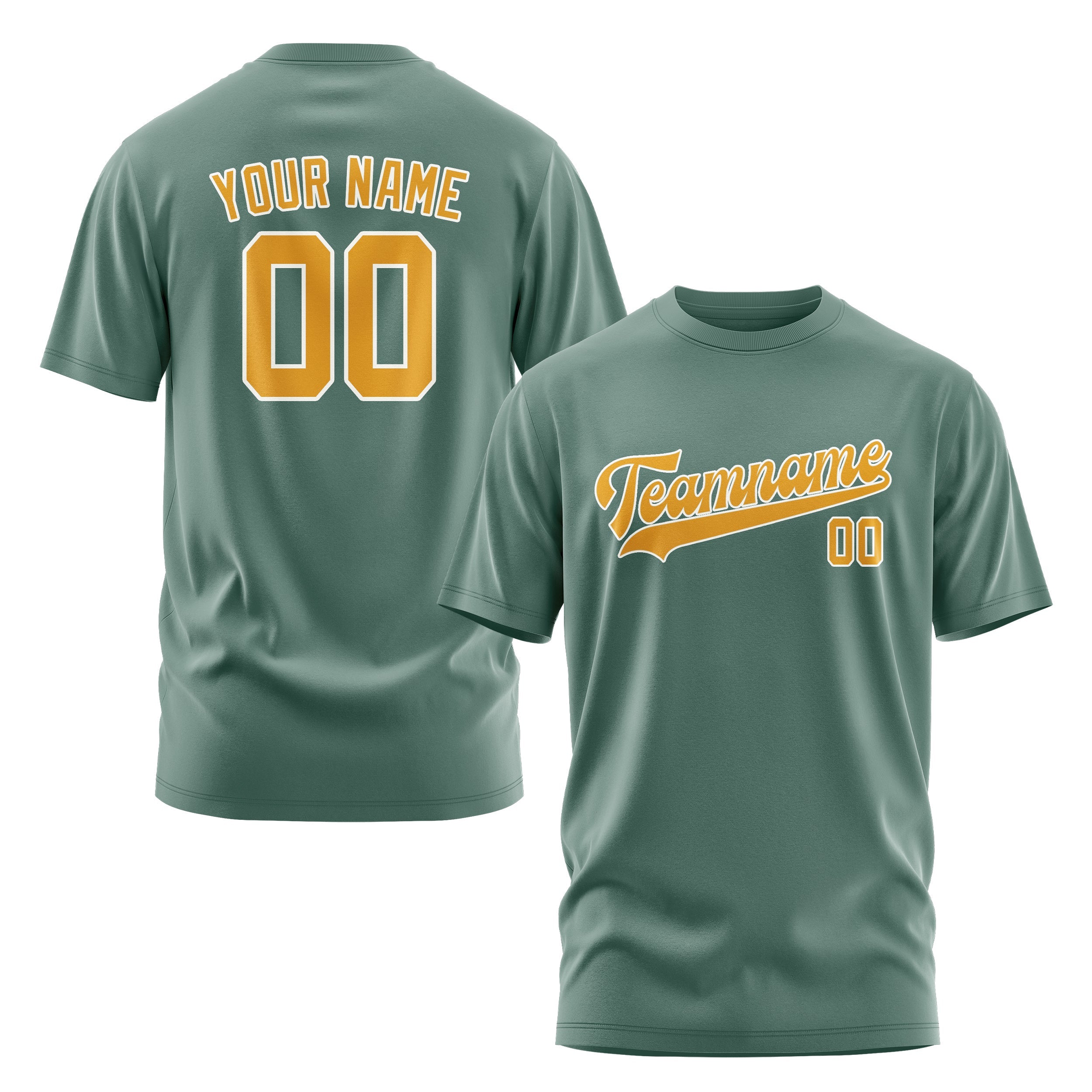 カスタムブルーグリーンイエローTシャツ