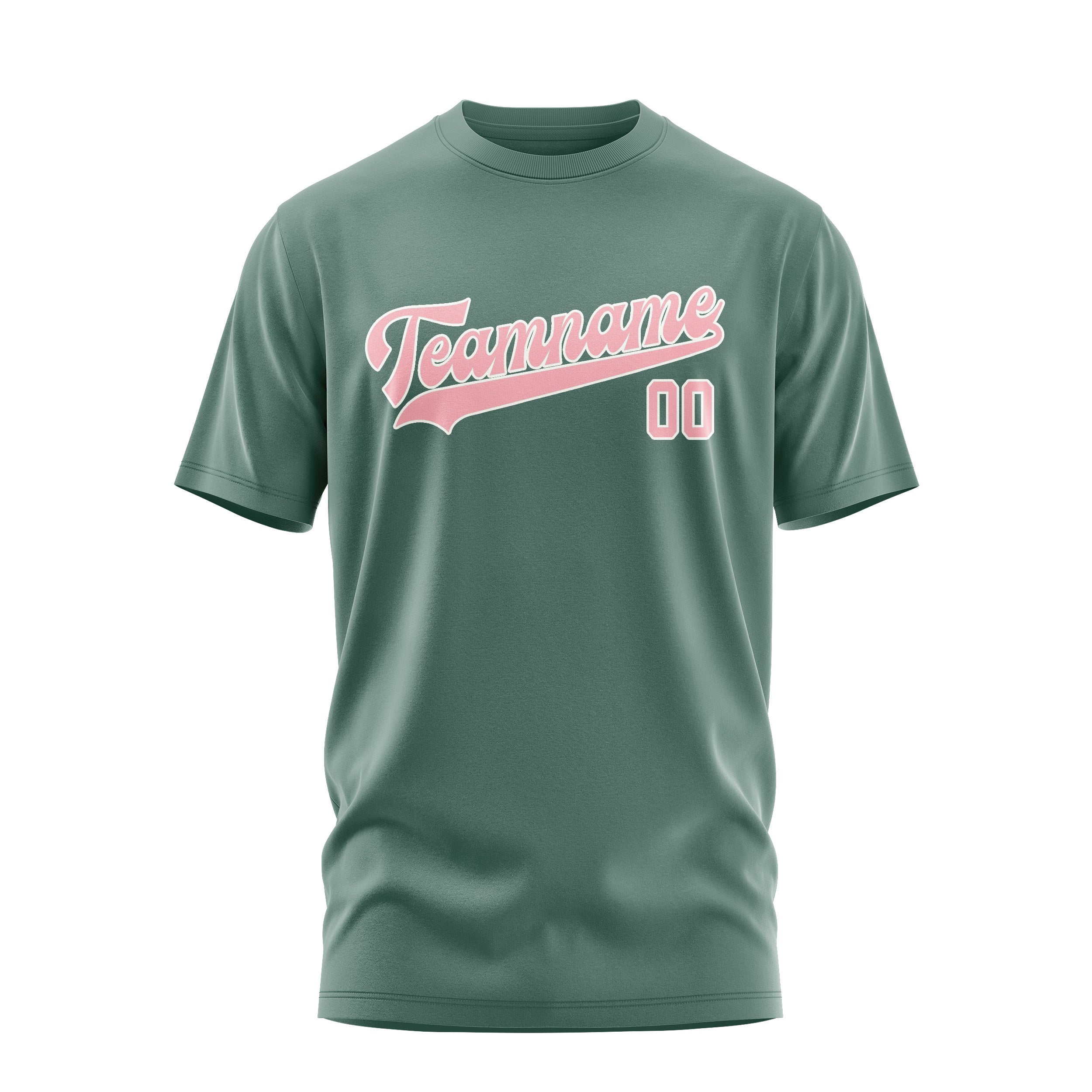 カスタムブルーグリーンライトピンクTシャツ
