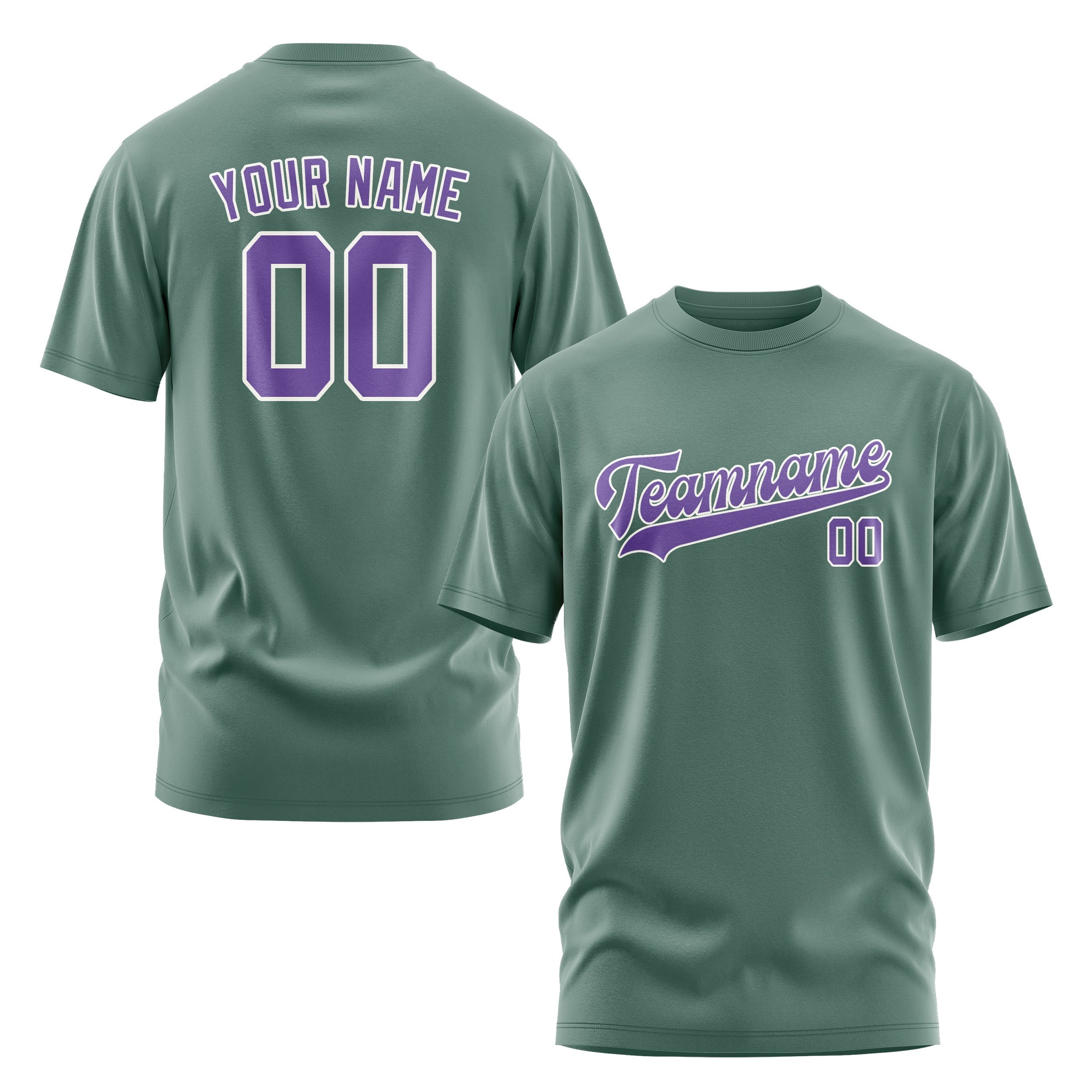 カスタムブルーグリーンライトパープルTシャツ
