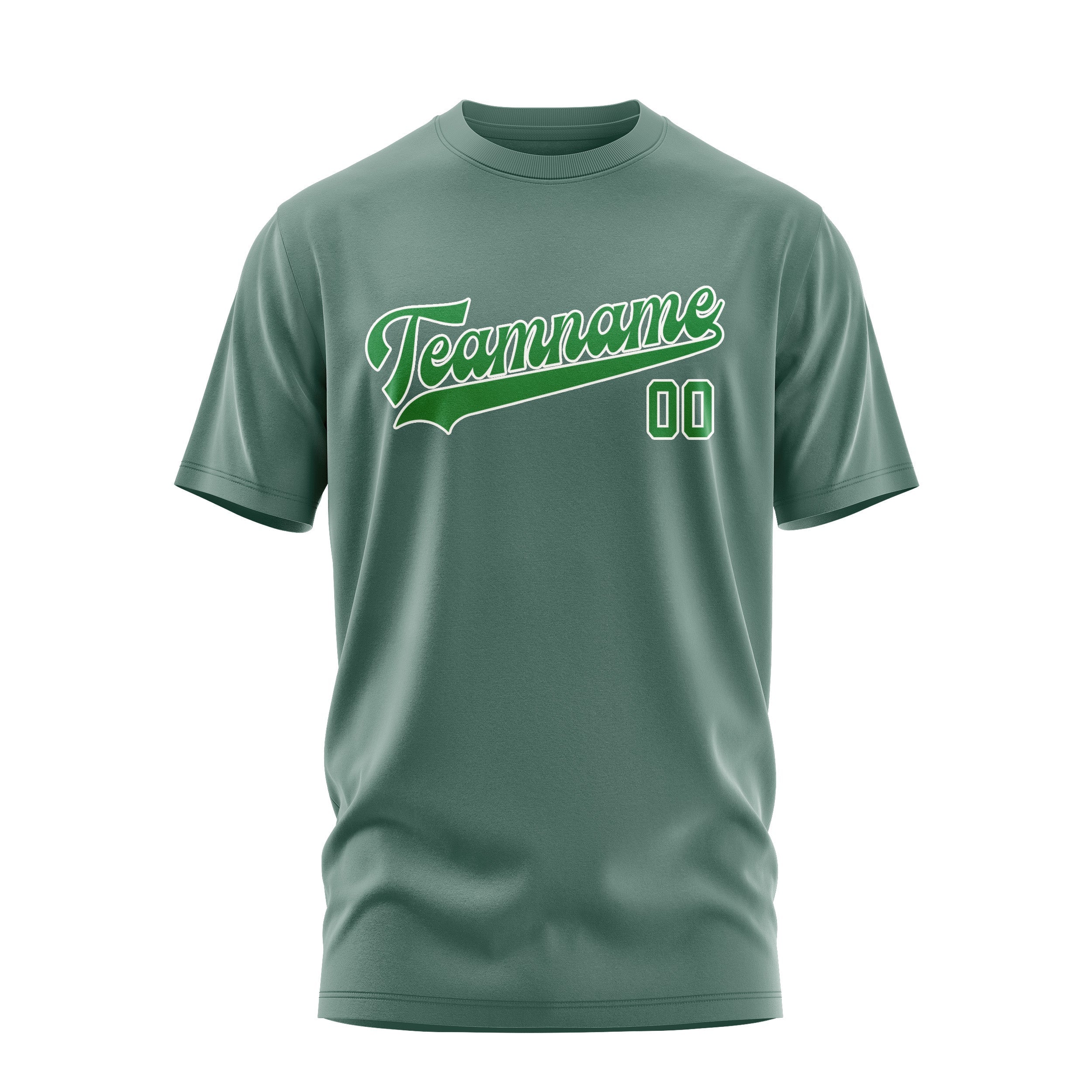カスタムブルーグリーンエメラルドグリーンTシャツ