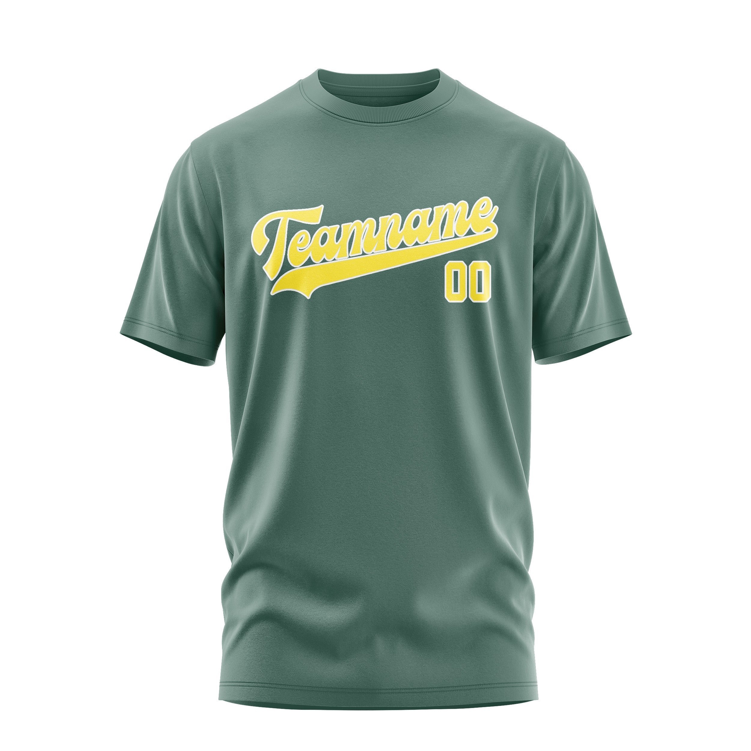 カスタムブルーグリーンライトイエローTシャツ