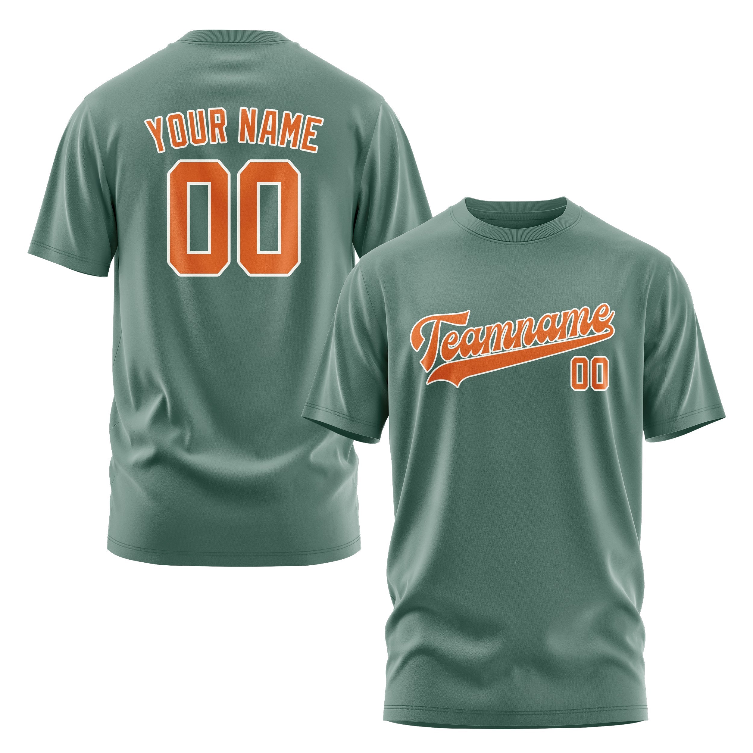 カスタムブルーグリーンオレンジTシャツ