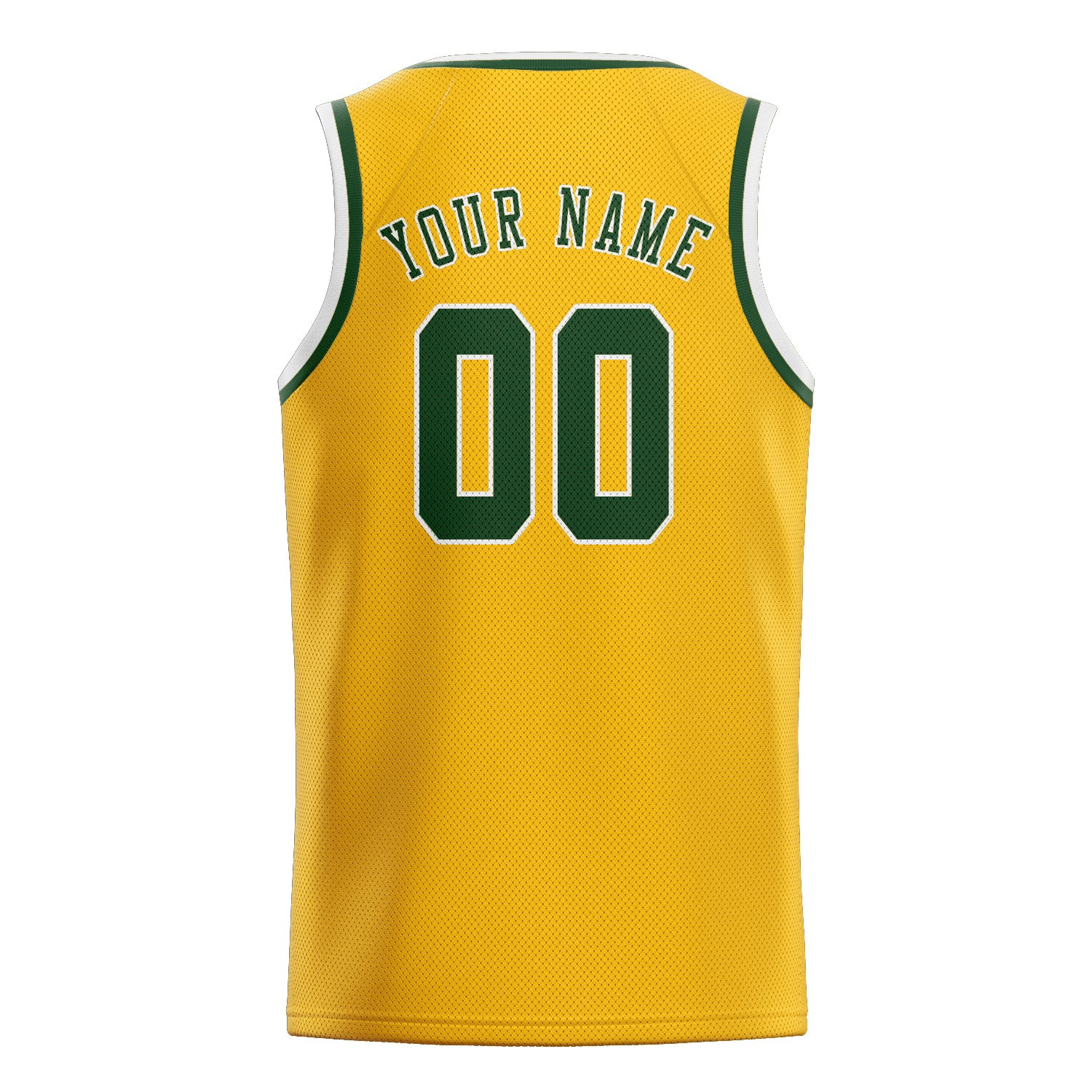 カスタムゴールドダークグリーンバスケットボールジャージ