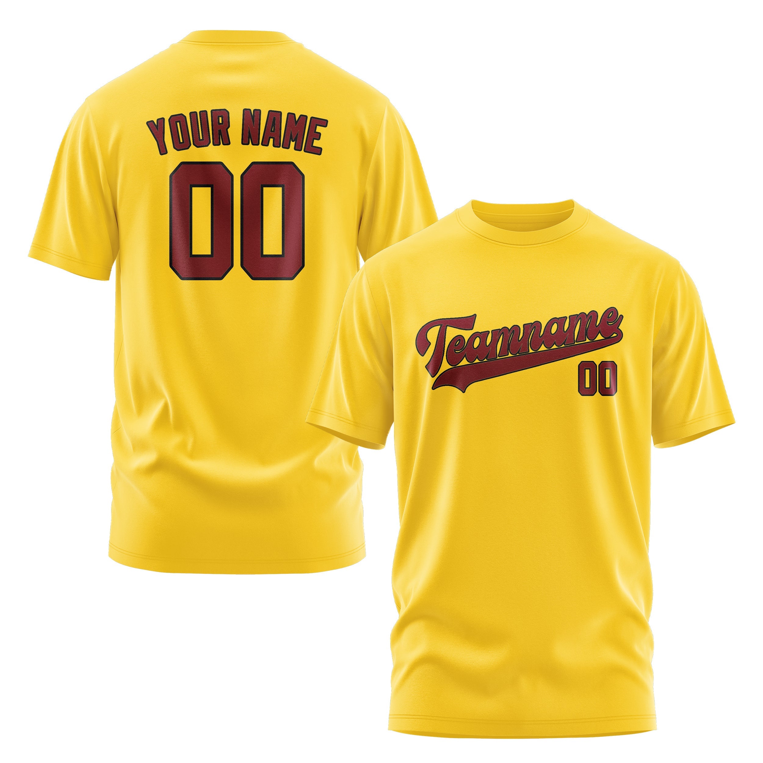 カスタムゴールドクリムゾンレッドTシャツ