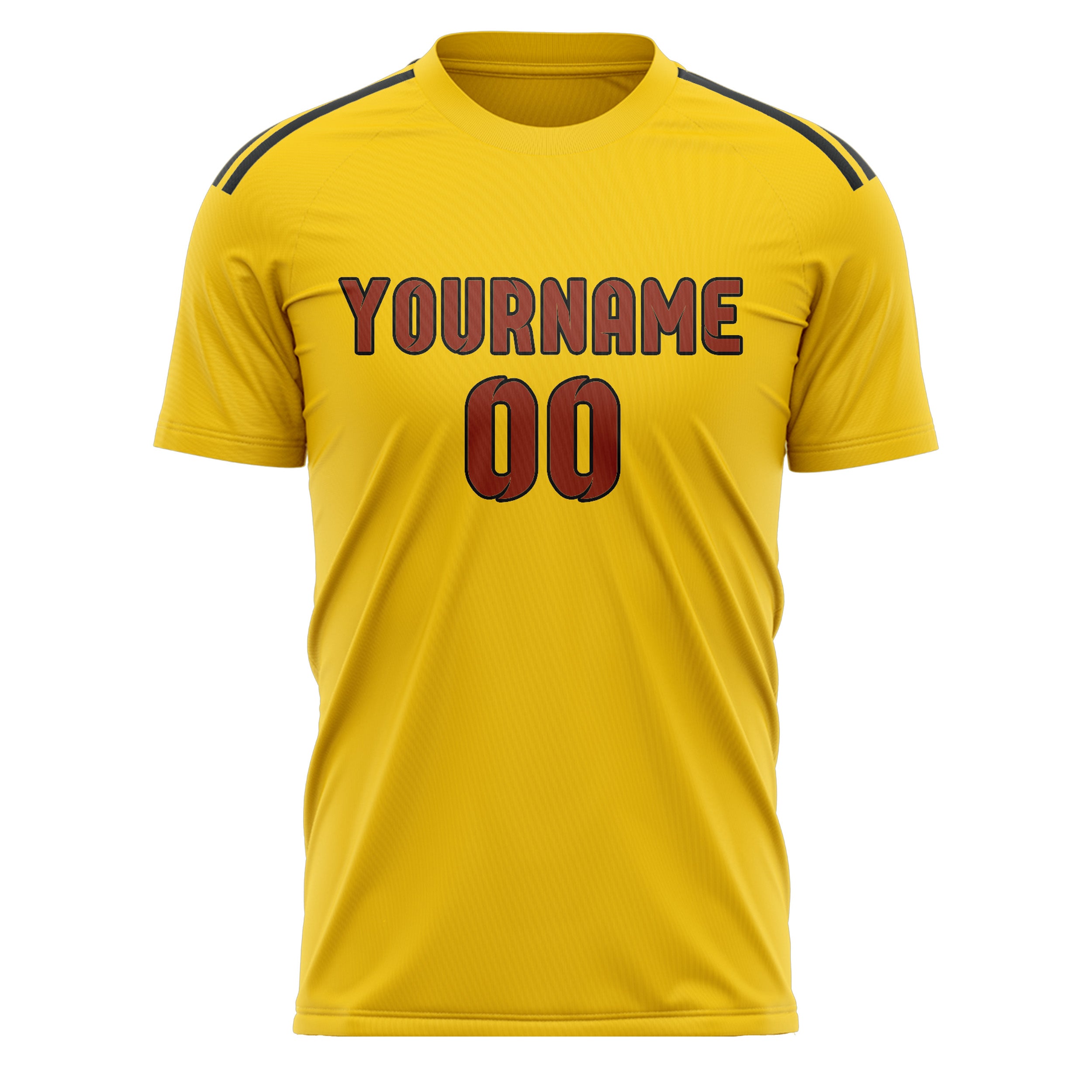 カスタムゴールドコーラルレッドサッカージャージ