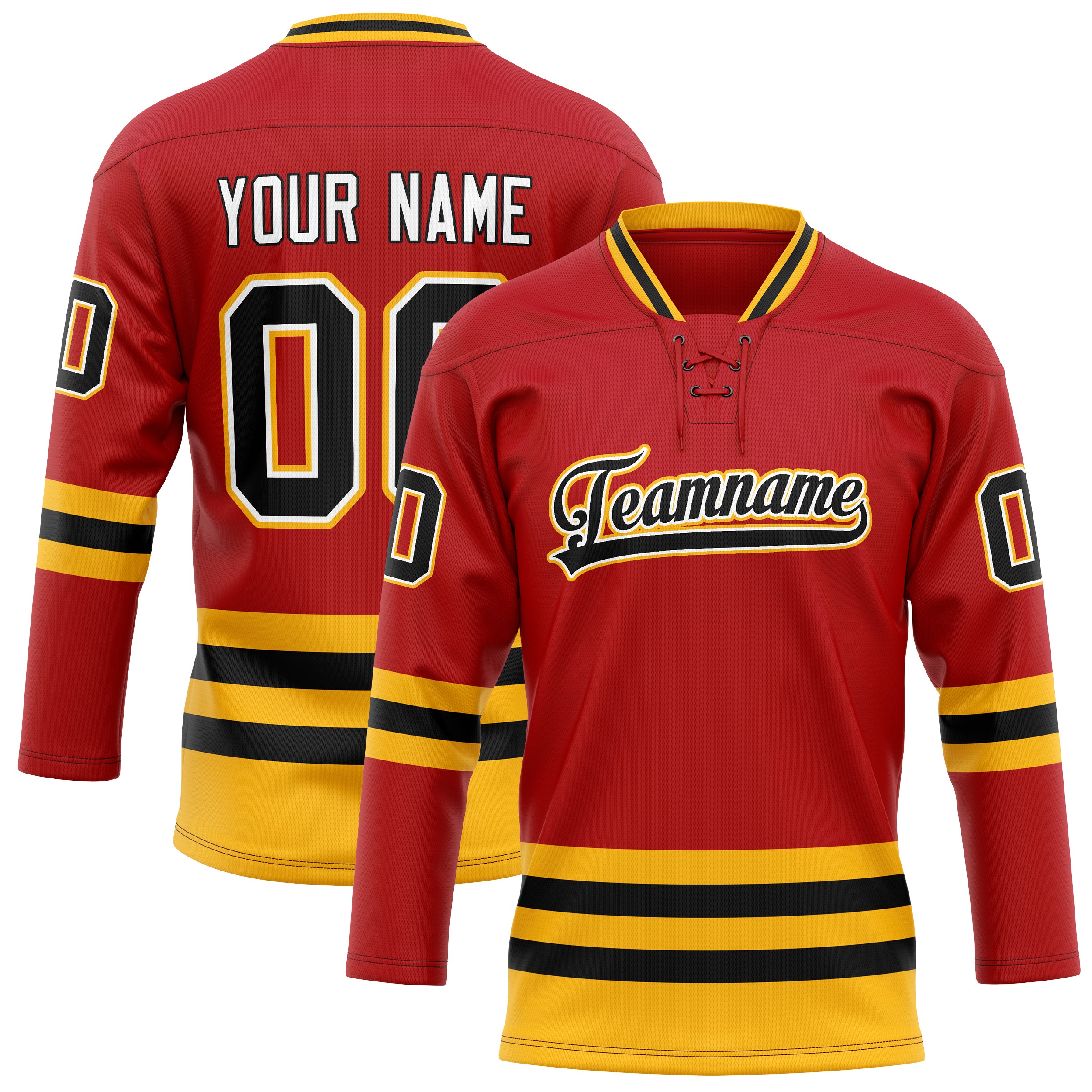 カスタムレッドブラックソリッドカラーホッケージャージ