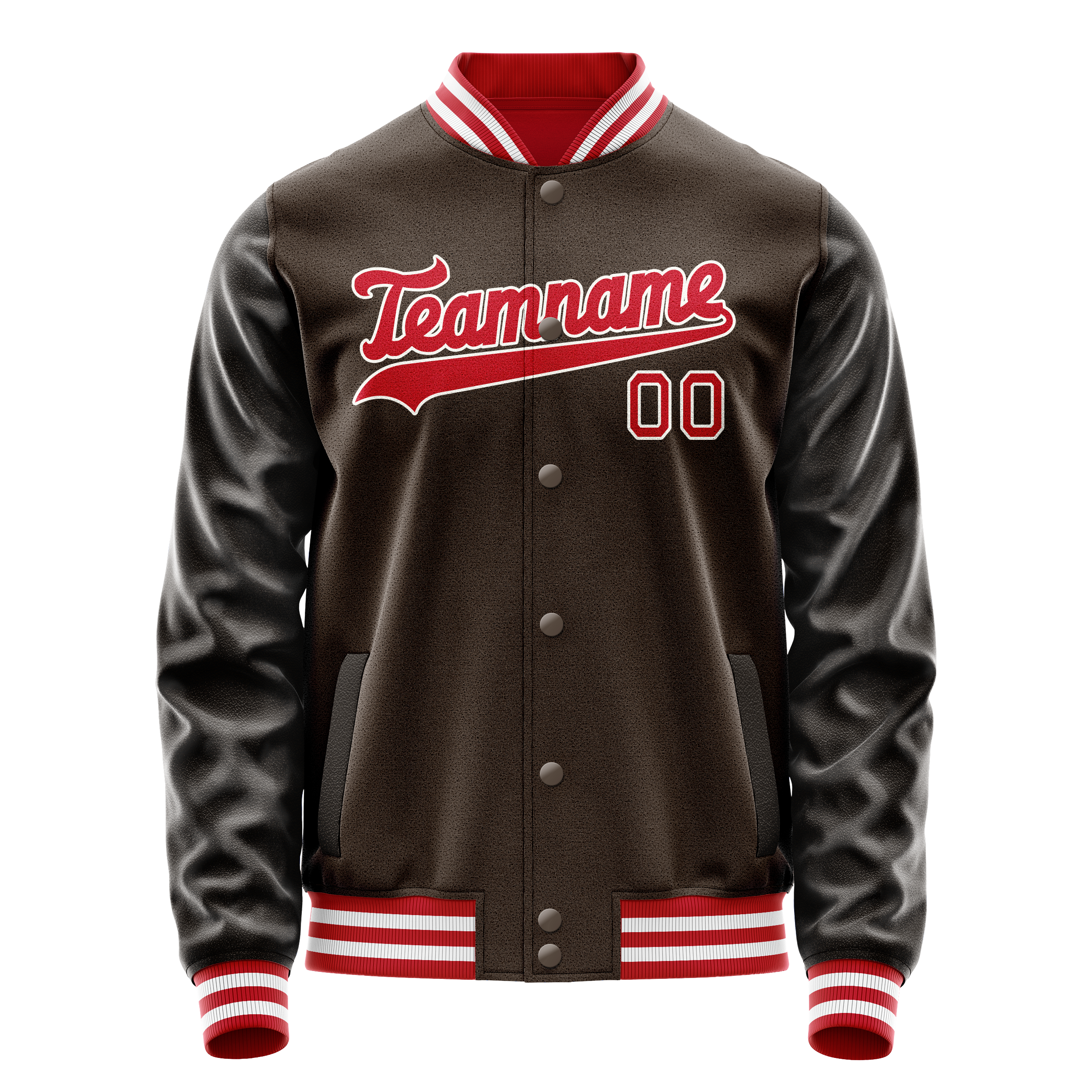 カスタムブラウンオレンジ無地バーシティレターマンジャケット