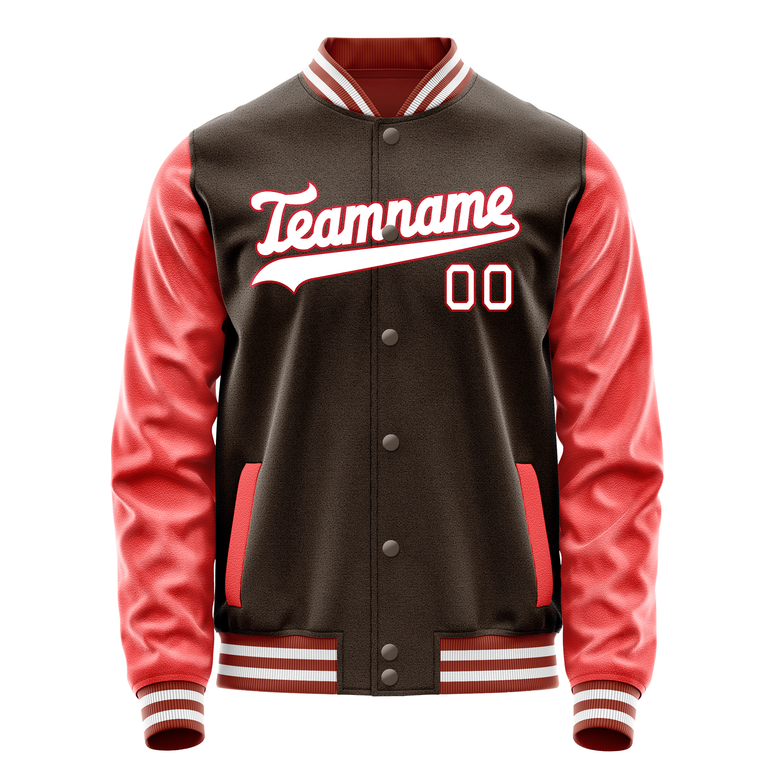 カスタムブラウンテキサスオレンジソリッドカラーバーシティレターマンジャケット