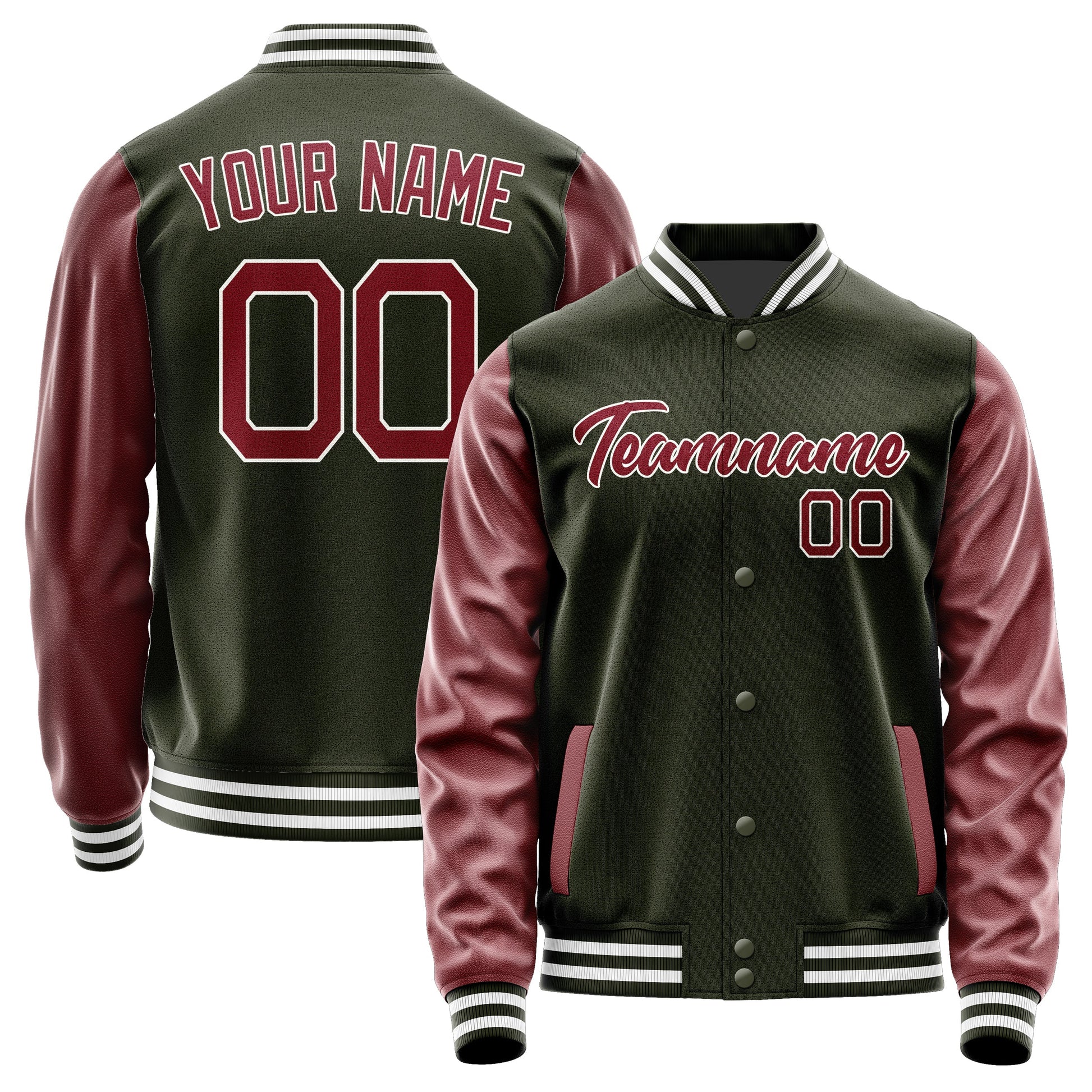 Custom Olive Crimson Red Jacket JA0202150218B21815