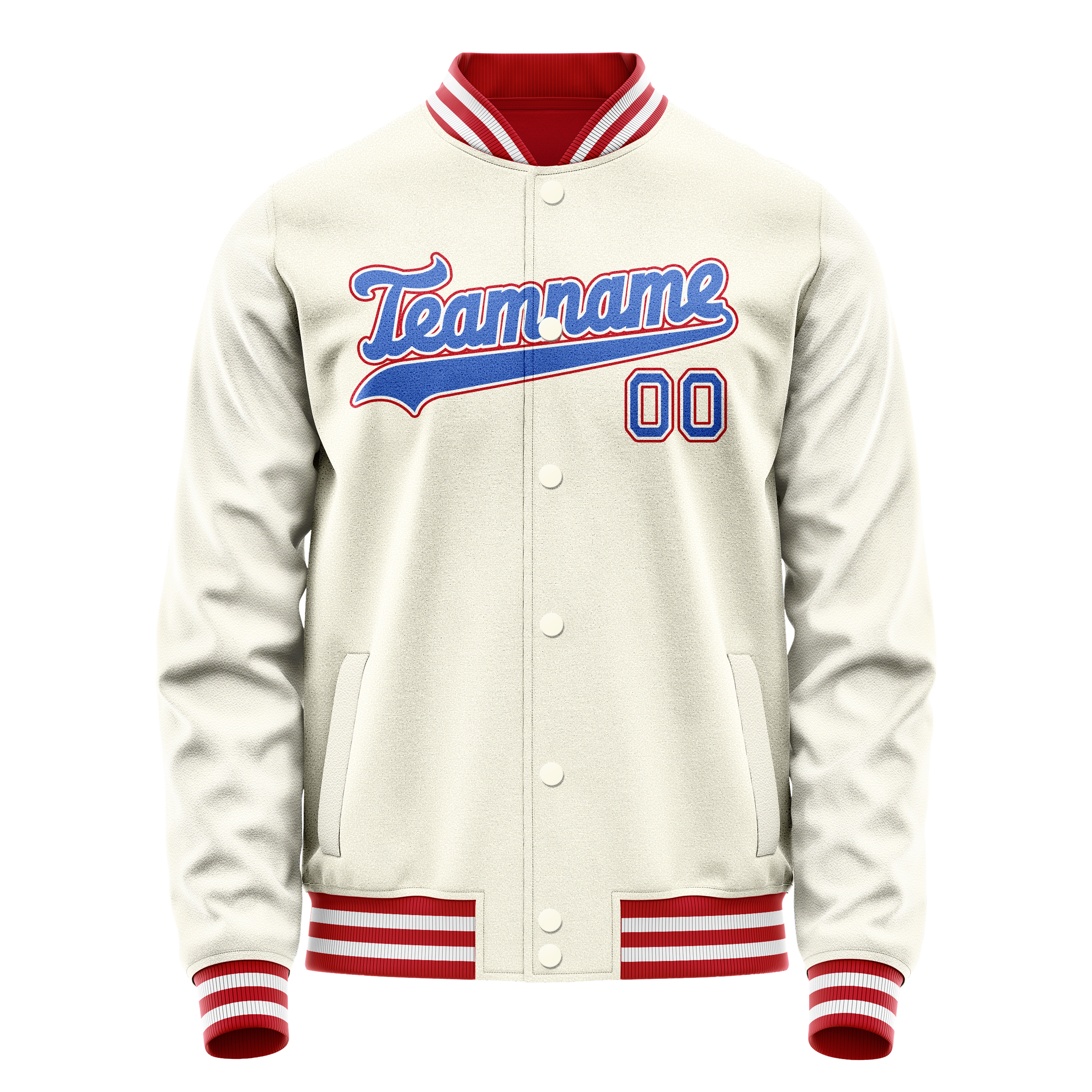 カスタムクリームレッド無地バーシティレターマンジャケット