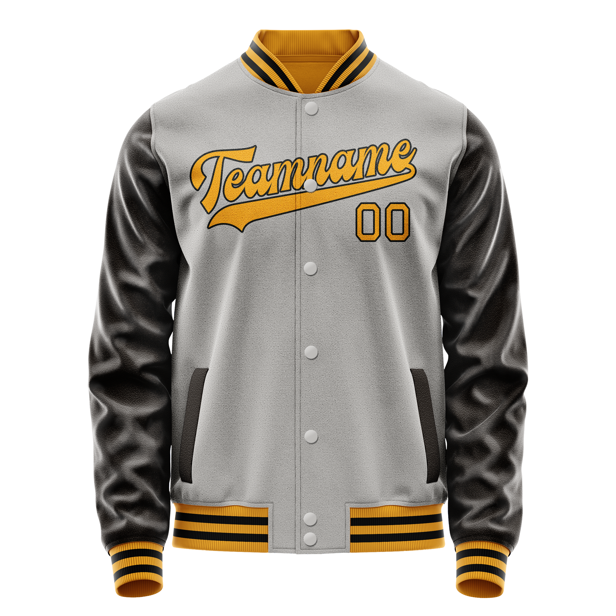 カスタムグレーブラウン無地バーシティレターマンジャケット