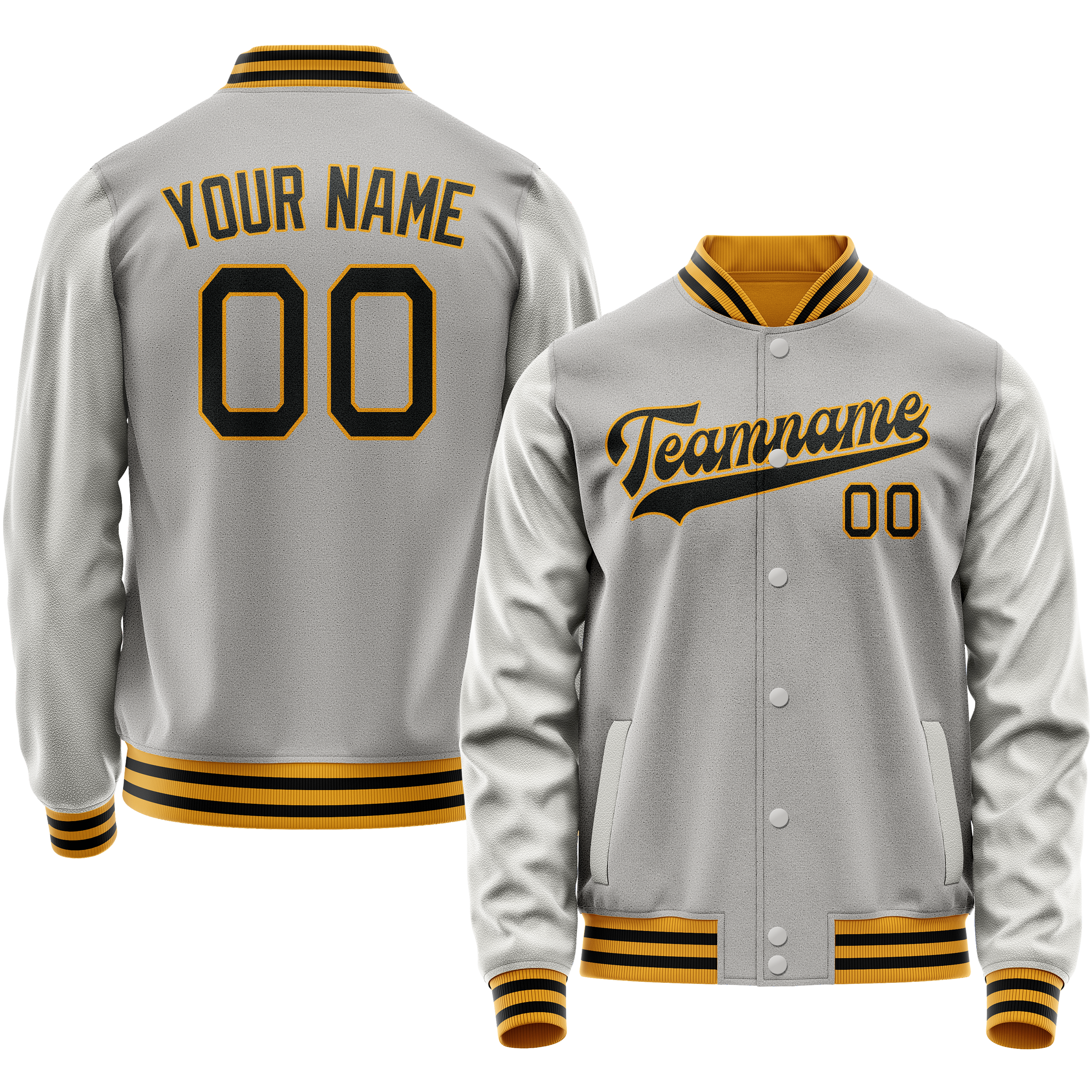 カスタムグレーブラック無地バーシティレターマンジャケット