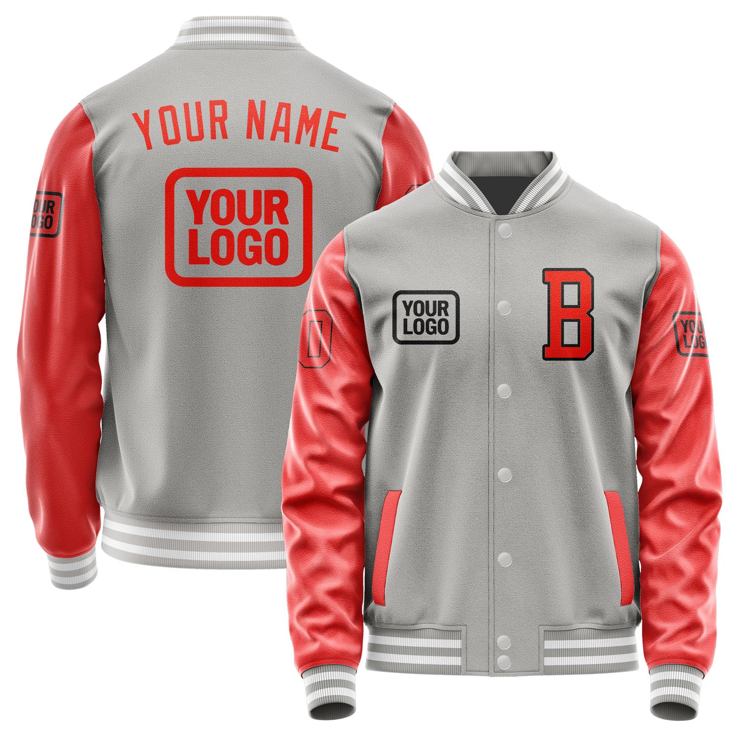 Custom Gray Orange Red Jacket JA040412041817121217
