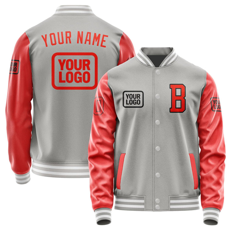 Custom Gray Orange Red Jacket JA040412041817121217