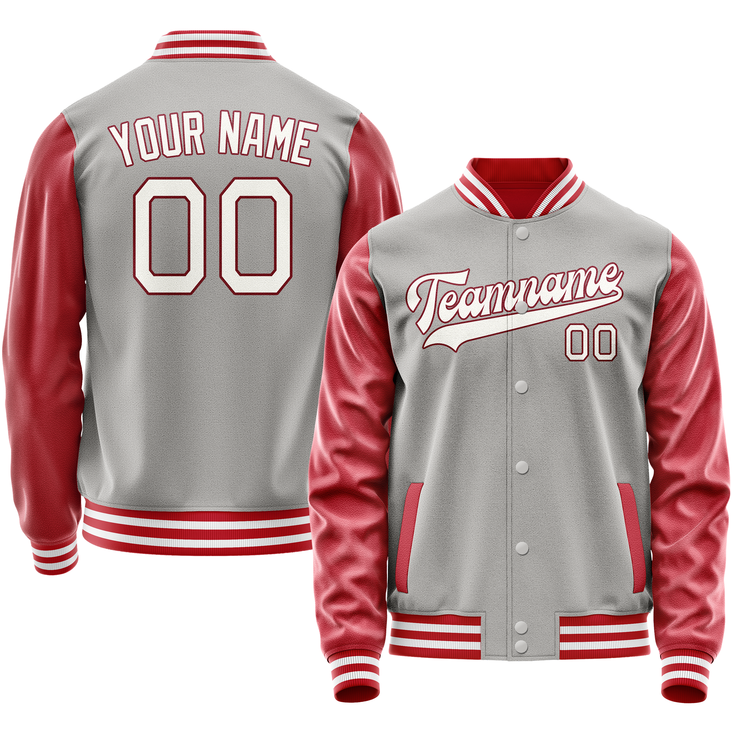 カスタムグレーテキサスオレンジソリッドカラーバーシティレターマンジャケット