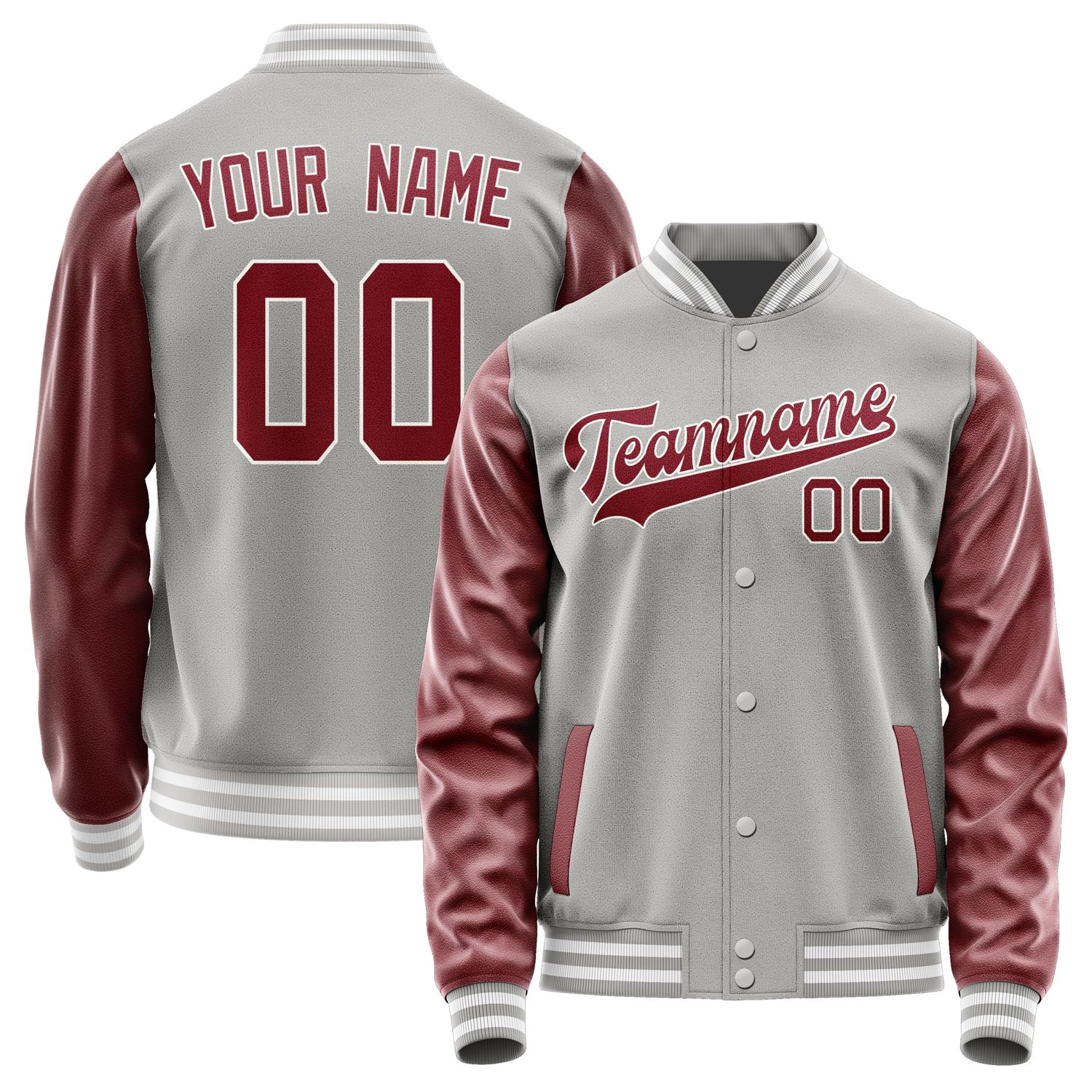 Custom Gray Crimson Red Jacket JA0404150418B31815