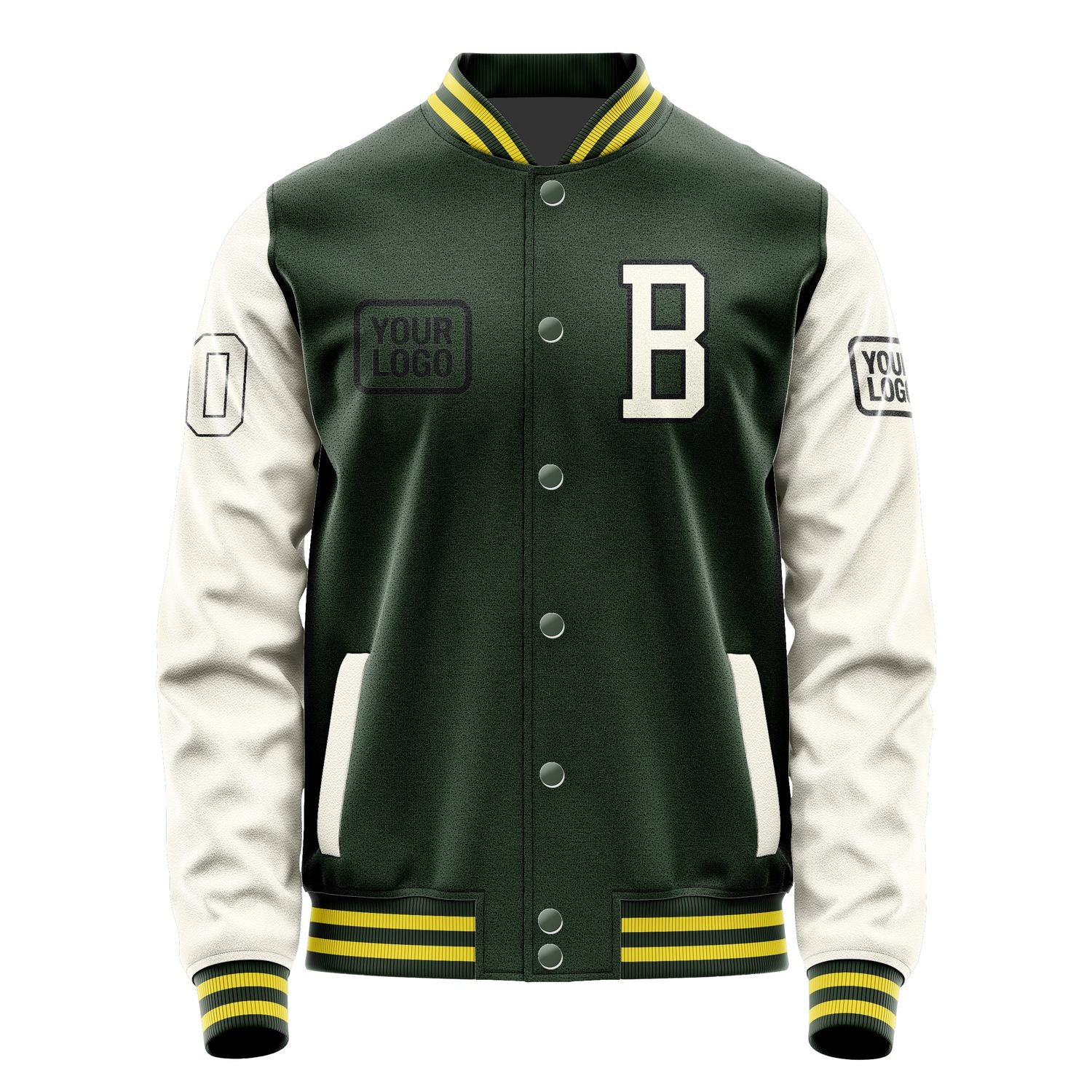 Custom Dark Green Cream Jacket JA060603062617030317