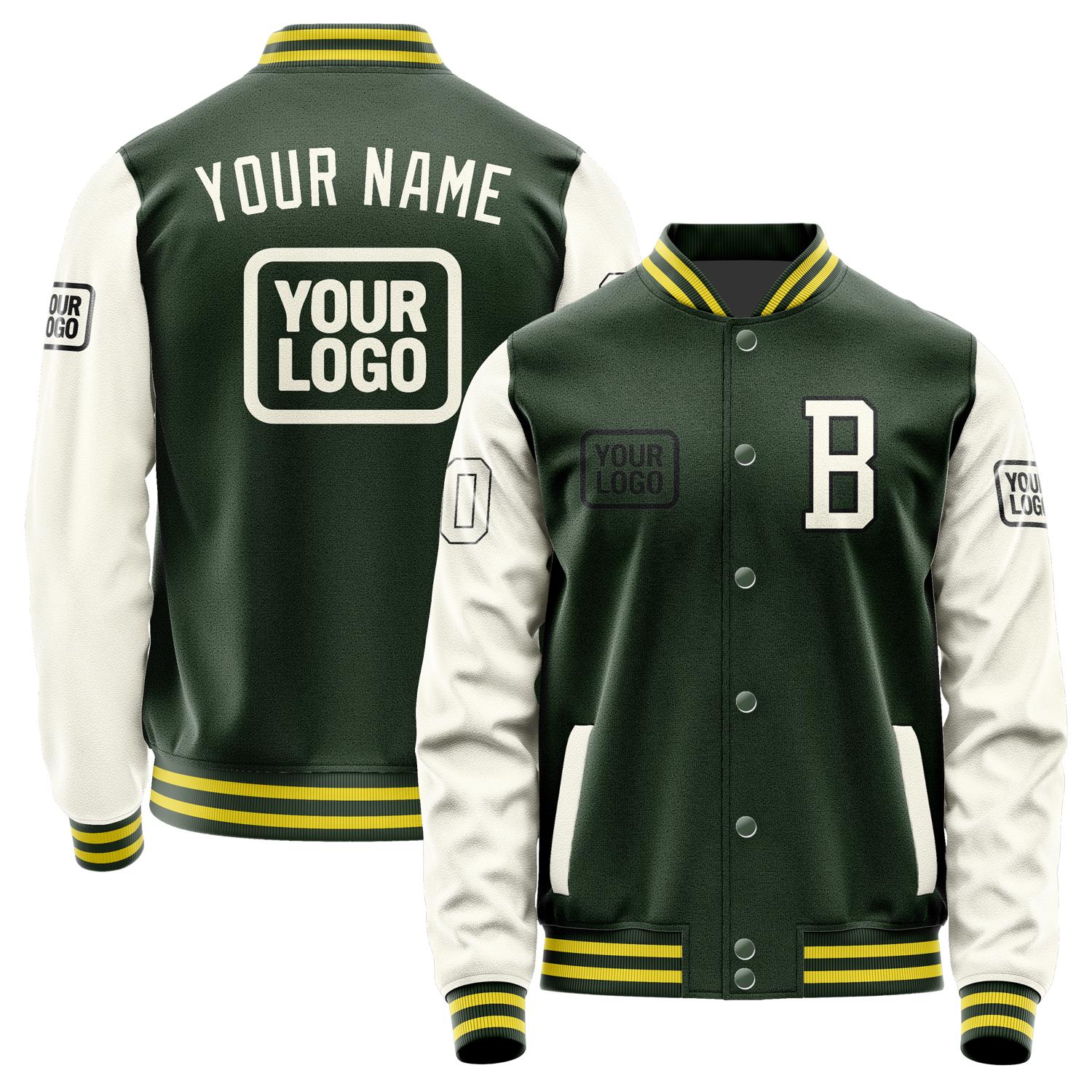 Custom Dark Green Cream Jacket JA060603062617030317