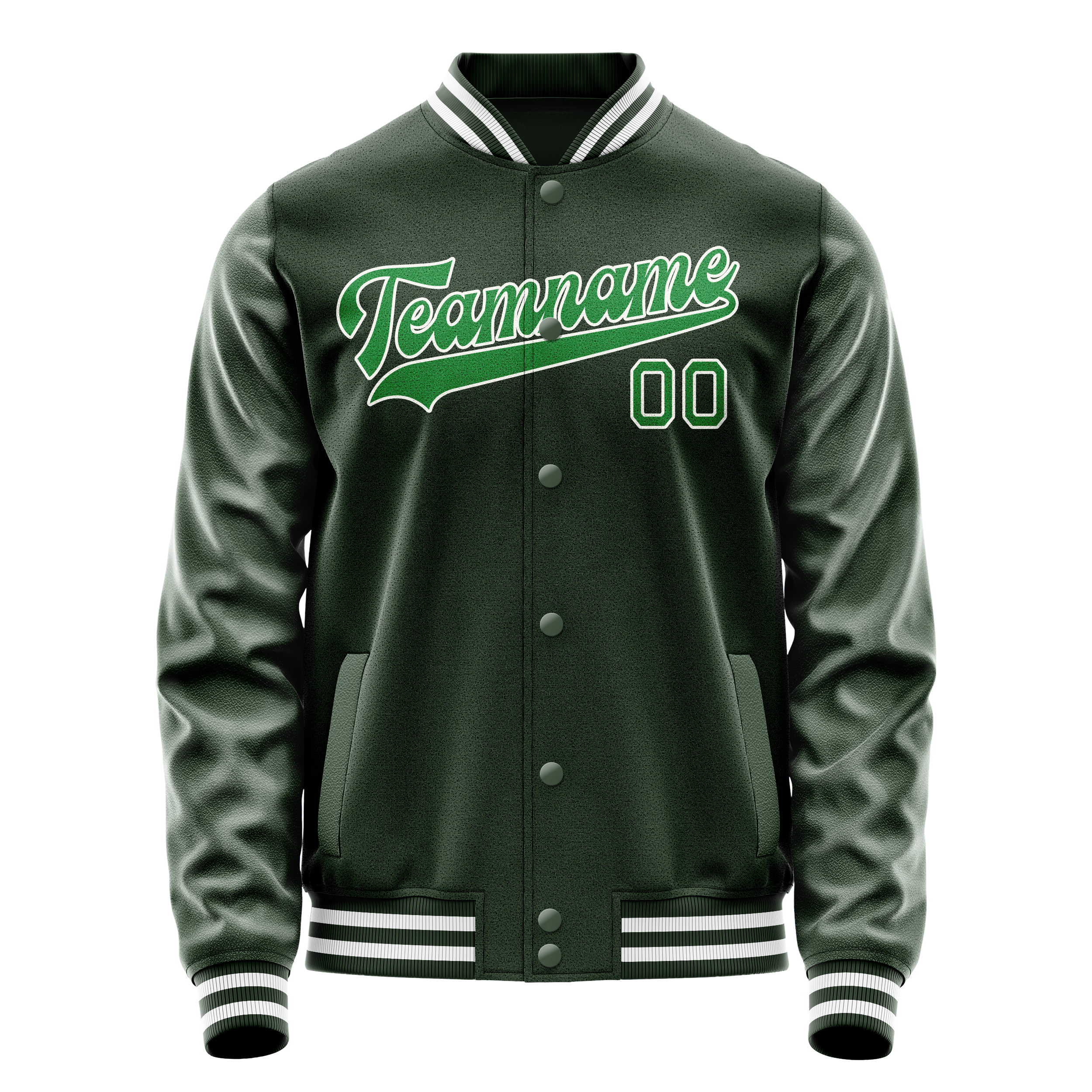 Custom Green Neon-Green Solid Color Varsity Letterman Jacket