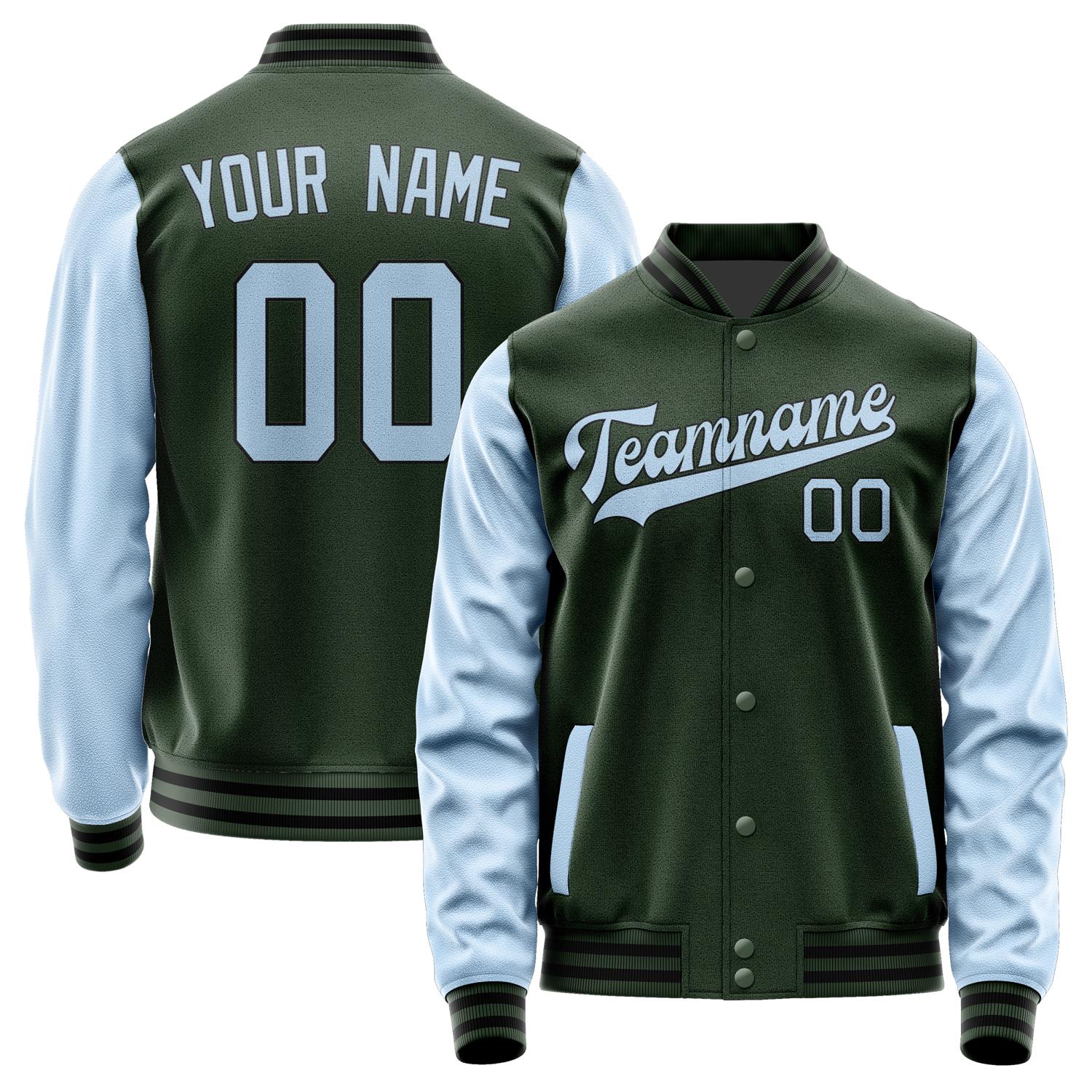 Custom Dark Green Light Blue Jacket JA0606080617B31708