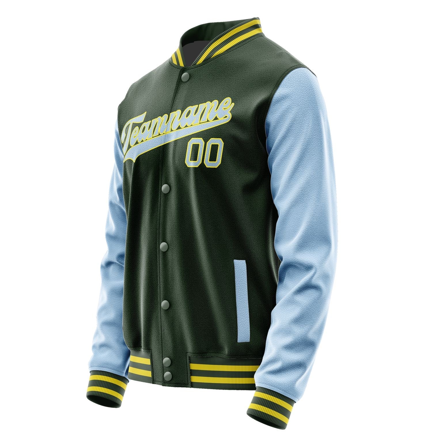 Custom Dark Green Light Blue Jacket JA0606080626B32608